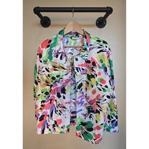 Southern lady bright floral button up lightweight jacket Women's size 2X‎